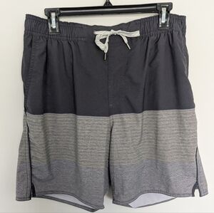 Vuori Trail Shorts Lined Men's Large Striped V341 Performance Yellow Gray